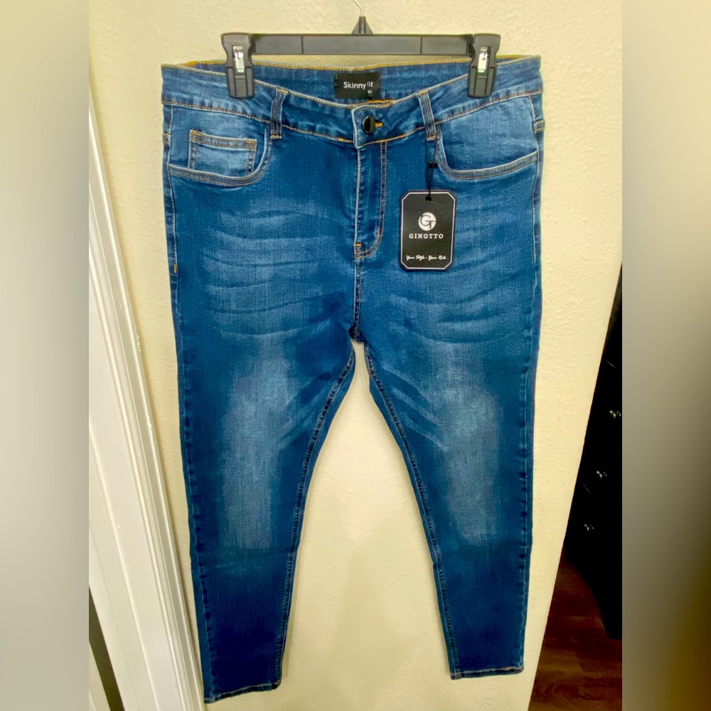Gingrich Men’s skinny blue denim jeans. 34 waist